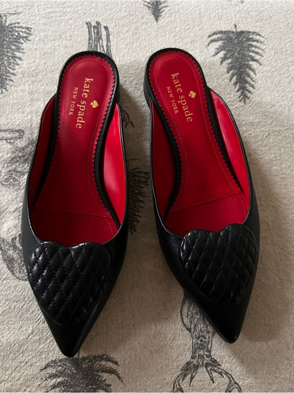 kate spade Black Pointed-Toe Heart Ballet Flats - Picture 2 of 6